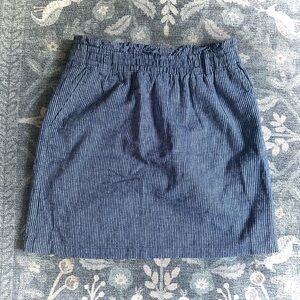 J. Crew Navy Pinstripe Mini Paper Bag Skirt